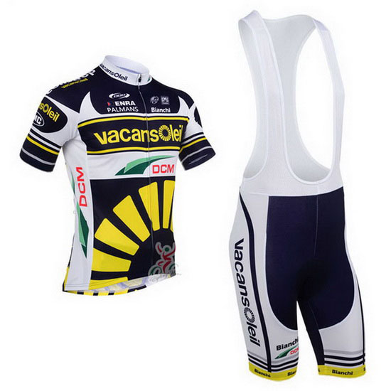 2013 Maillot Vacansoleil Tirantes Mangas Cortas Amarillo Y Negro